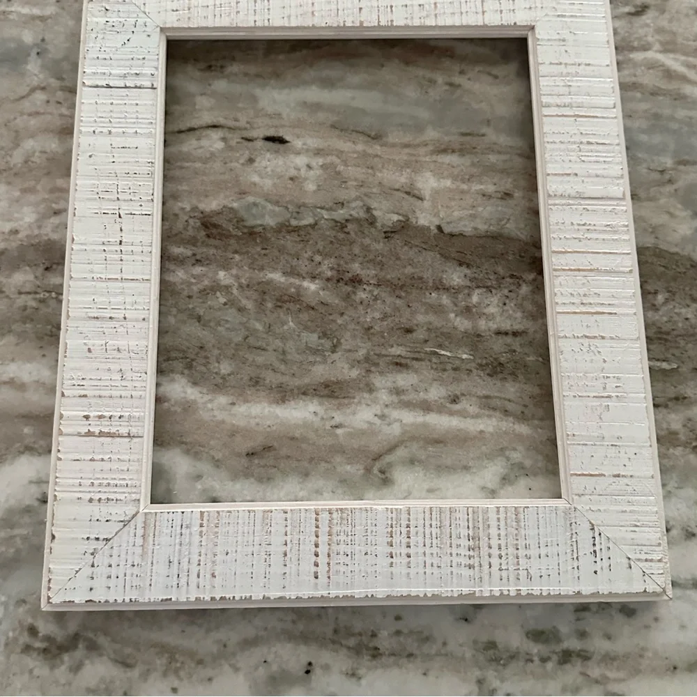 White Decorative Distressed Wood Frame - Farmhouse, Shabby Chic